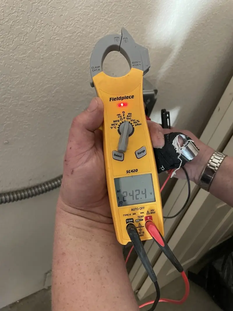 Voltage testing with clamp meter during Hot Tub / Pool Electrical Wiring in Upper Freehold